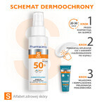 Pharmaceris S Dermopediatric, spray protector mineral, a partir del 1 día de edad, SPF 50+, 100 ml + Set, emulsión protectora solar, SPF 50+, 10 ml + crema, muestra gratis