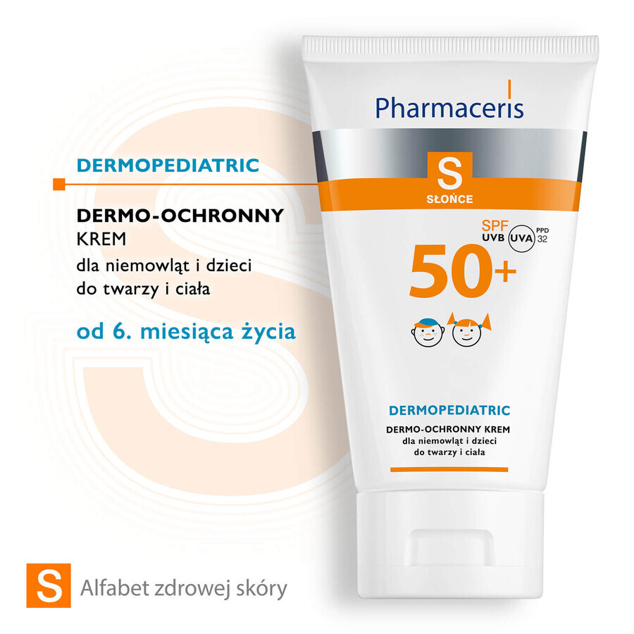 Pharmaceris S, crema de protección solar, más de 6 meses, SPF 50+, 125 ml + Set, emulsión de protección solar, SPF 50+, 10 ml + crema, muestra gratis