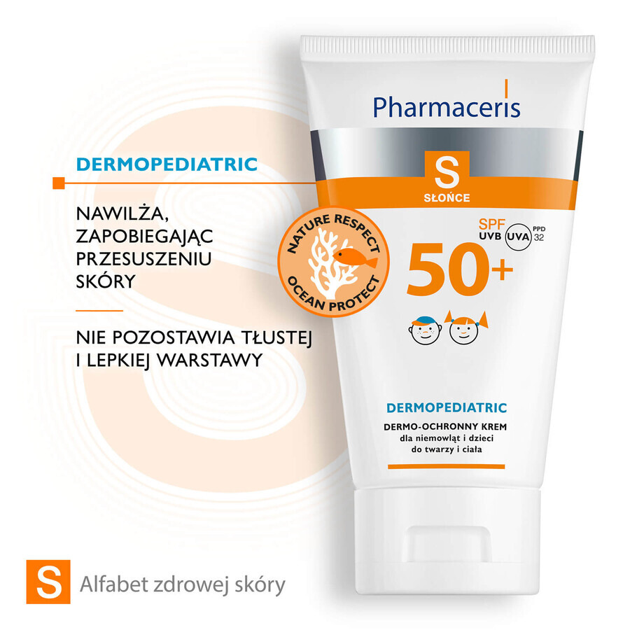 Pharmaceris S, crema de protección solar, más de 6 meses, SPF 50+, 125 ml + Set, emulsión de protección solar, SPF 50+, 10 ml + crema, muestra gratis