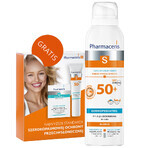 Pharmaceris S, emulsión protectora para bebés y niños, SPF 50+, 150 ml + Set, emulsión protectora solar, SPF 50+, 10 ml + crema, muestra gratis