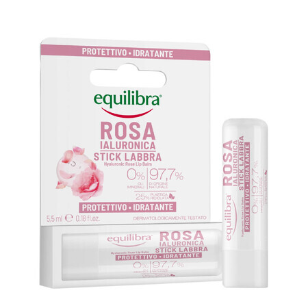 Equilibra Rosa, balsamo per labbra alla rosa con acido ialuronico, 5,5 ml