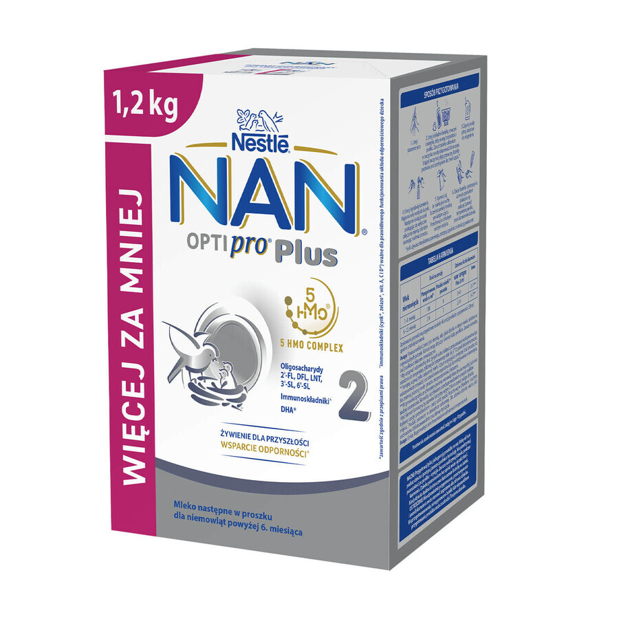 Nestle NAN Optipro Plus 2 5HM-O, lapte de continuare pentru sugari peste 6 luni, 1,2 kg