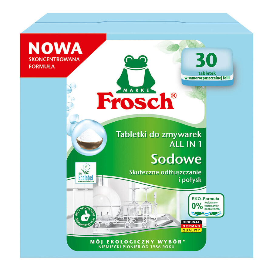 Set Frosch, All In 1 tablettes pour lave-vaisselle, soda, 2 x 30 pcs + concentré pour lave-vaisselle, framboise, 500 ml + sacs de recyclage, 3 pièces gratuites