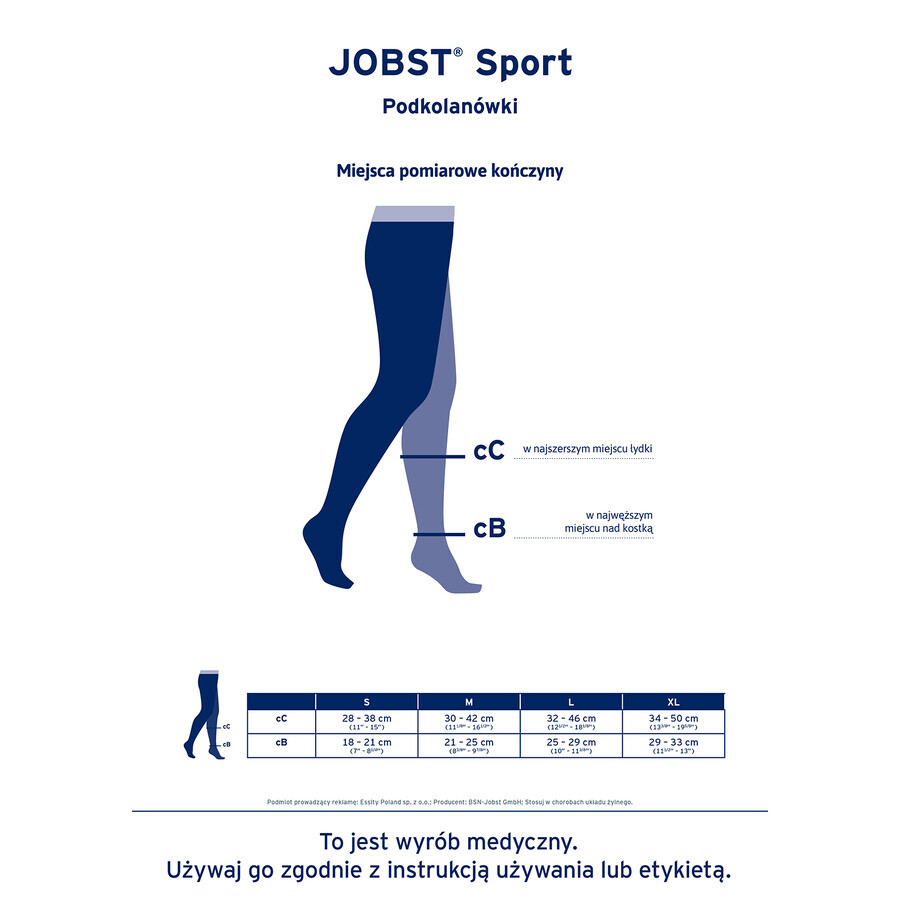 Jobst Sport, șosete sportive de compresie pentru genunchi, 20-30 mmHg, mărimea M, gri/grafit