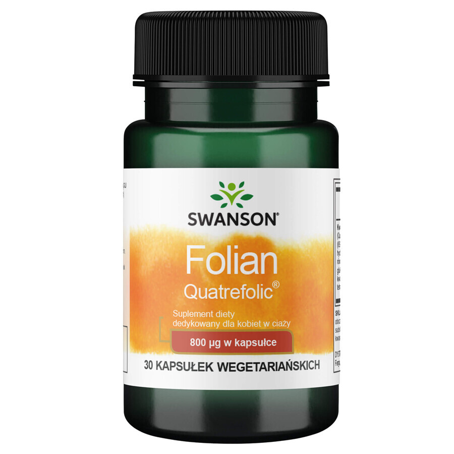 Swanson Folian Quatrefolic, ácido fólico 800 μg, 30 cápsulas vegetales