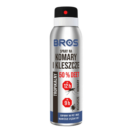 Bros, spray pentru țânțari și căpușe, DEET 50%, 90 ml