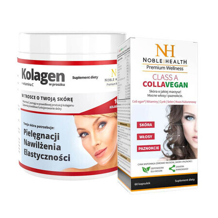 Set Collagene + Vitamina C Noble Health, 100 g + Classe A CollaVegan, 60 capsule