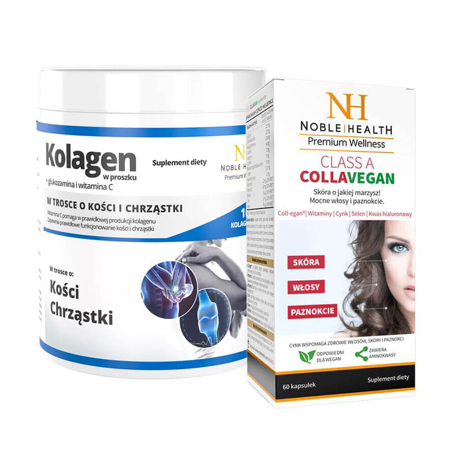 Set Noble Health Colágeno + Glucosamina y Vitamina C, 100 g + CollaVegan Clase A, 60 cápsulas