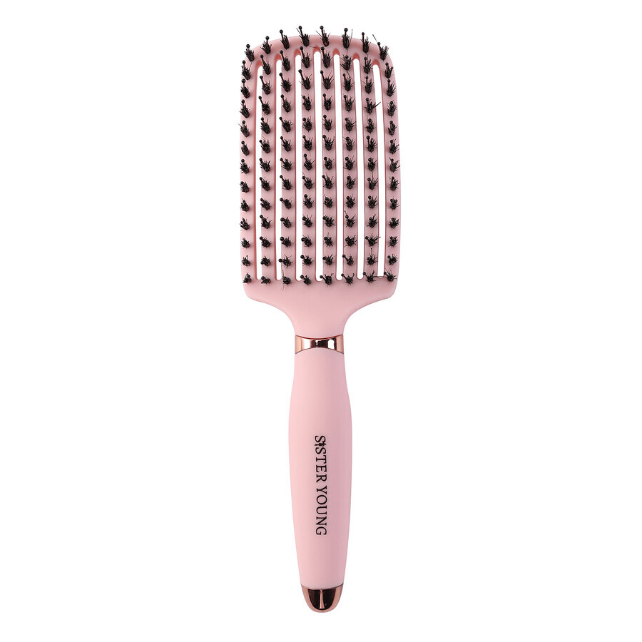 Sister Young, hair brush with natural hair, Ovia Pink, 1 pc