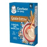 Gerber Grain & Grow Gachas de avena-trigo-centeno, leche, sin azúcar añadido, a partir de 6 meses, 200 g