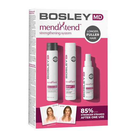 BosleyMD mendXtend kit para estimular el crecimiento del cabello dañado y seco, champú, 150ml + acondicionador, 150ml + spray, 100ml