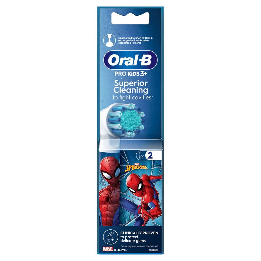 Oral-B Pro Kids Electric Toothbrush Tips Spiderman 3+ Ultra Soft 2 Pack