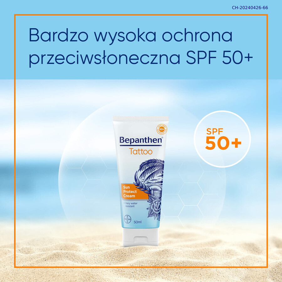 Bepanthen Tattoo, protector solar para pieles tatuadas, SPF50+, 50 ml