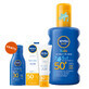 Nivea Sun Kids Protect &amp;amp; Care set, spray protector para ni&#241;os, SPF 50+, 200 ml + crema facial protectora, SPF 50, 50 ml + bronceador, SPF 30, 30 ml gratis