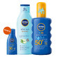 Nivea Sun Kids Protect &amp;amp; Care set, spray protector para ni&#241;os, SPF 50+, 200 ml + loci&#243;n para despu&#233;s del sol prolongando el bronceado, 200 ml + loci&#243;n solar, SPF 30, 30 ml gratis