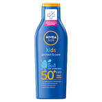 Nivea Sun Kids Protect &amp; Care Set, lozione solare protettiva per bambini 5 in 1, SPF 50+, 200 ml + lozione doposole prolungante, 200 ml + borsa zaino in omaggio