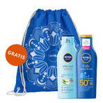 Nivea Sun Kids Protect &amp; Care Set, lozione solare protettiva per bambini 5 in 1, SPF 50+, 200 ml + lozione doposole prolungante, 200 ml + borsa zaino in omaggio