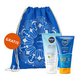 Kit Nivea Sun Protect &amp; Moisture, lotion solaire ultra hydratante, SPF 50+, 150 ml + gel-crème apaisant après-soleil, 175 ml + sac à dos gratuit