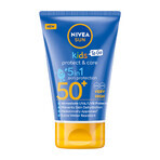 Nivea Sun Kids Protect & Care set, loción solar protectora para niños 5en1, FPS 50+, 50 ml +v crema antiedad de alta protección, FPS 50, 50 ml + toalla de playa gratis