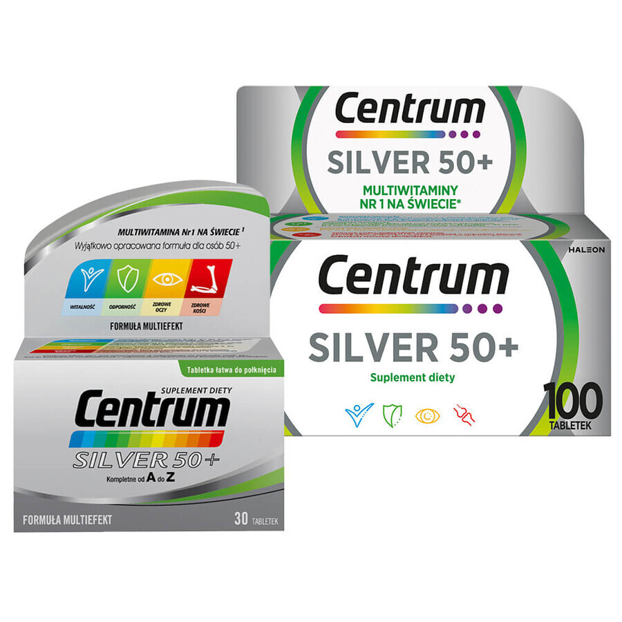 Centrum Silver 50+, 100 comprimidos + Centrum Silver 50+, 30 comprimidos gratis