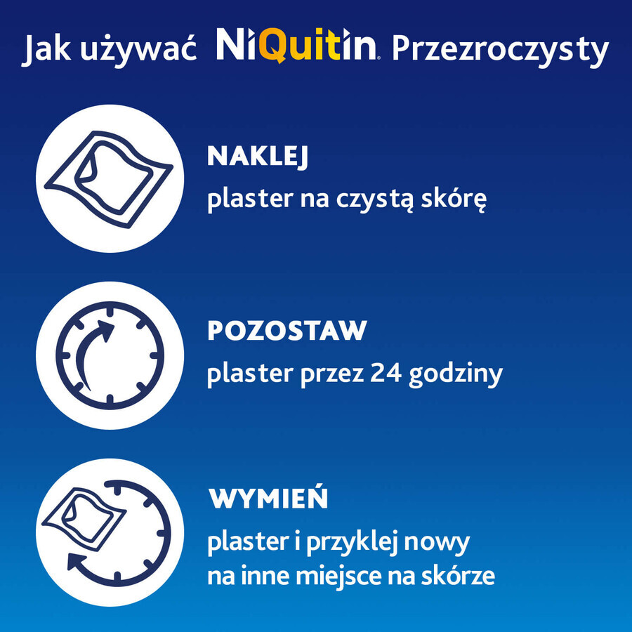 NiQuitin Transparent 7 mg/ 24h, sistem transdermic, plasture, 7 bucăți 