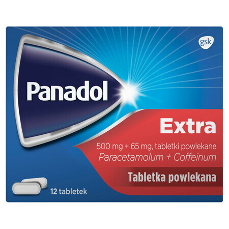 Panadol Extra 500 mg + 65 mg, 12 tablets