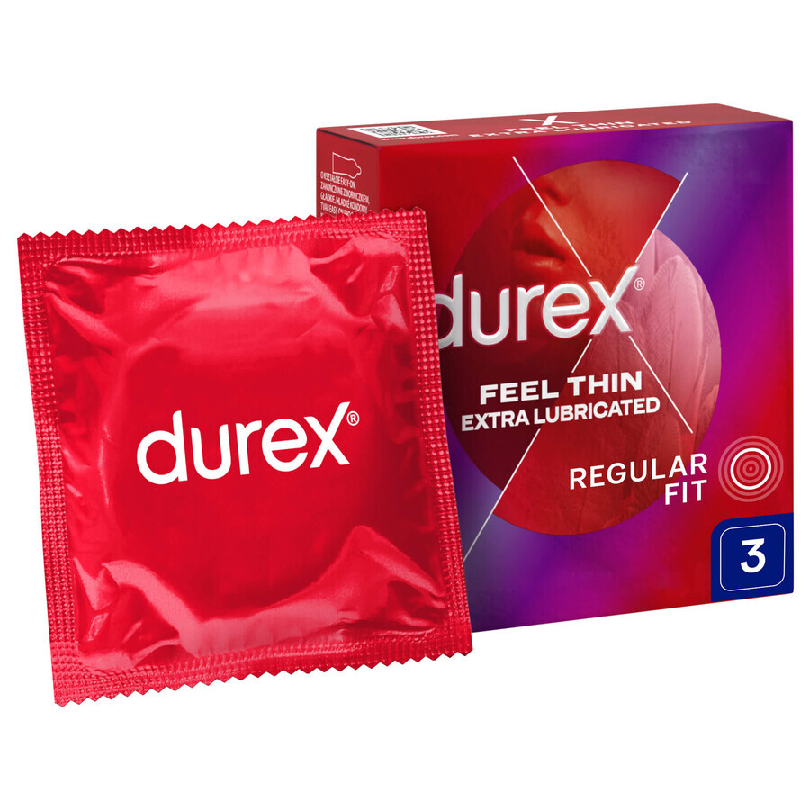 Durex Fetherlite Elite, preservativos con más lubricación, más finos, 3 piezas