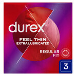 Durex Fetherlite Elite, preservativos con más lubricación, más finos, 3 piezas