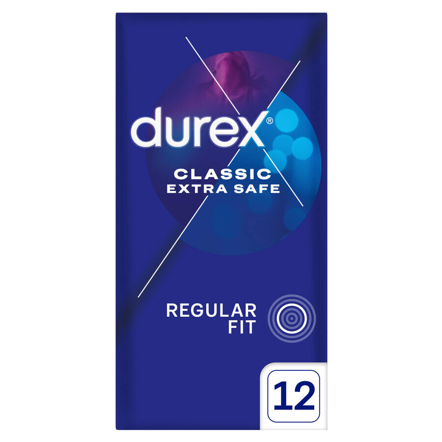 Durex Extra Safe, preservativos con más lubricante, reforzados, 12 piezas