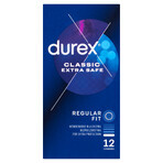 Durex Extra Safe, preservativos con más lubricante, reforzados, 12 piezas