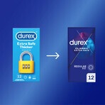 Durex Extra Safe, preservativos con más lubricante, reforzados, 12 piezas