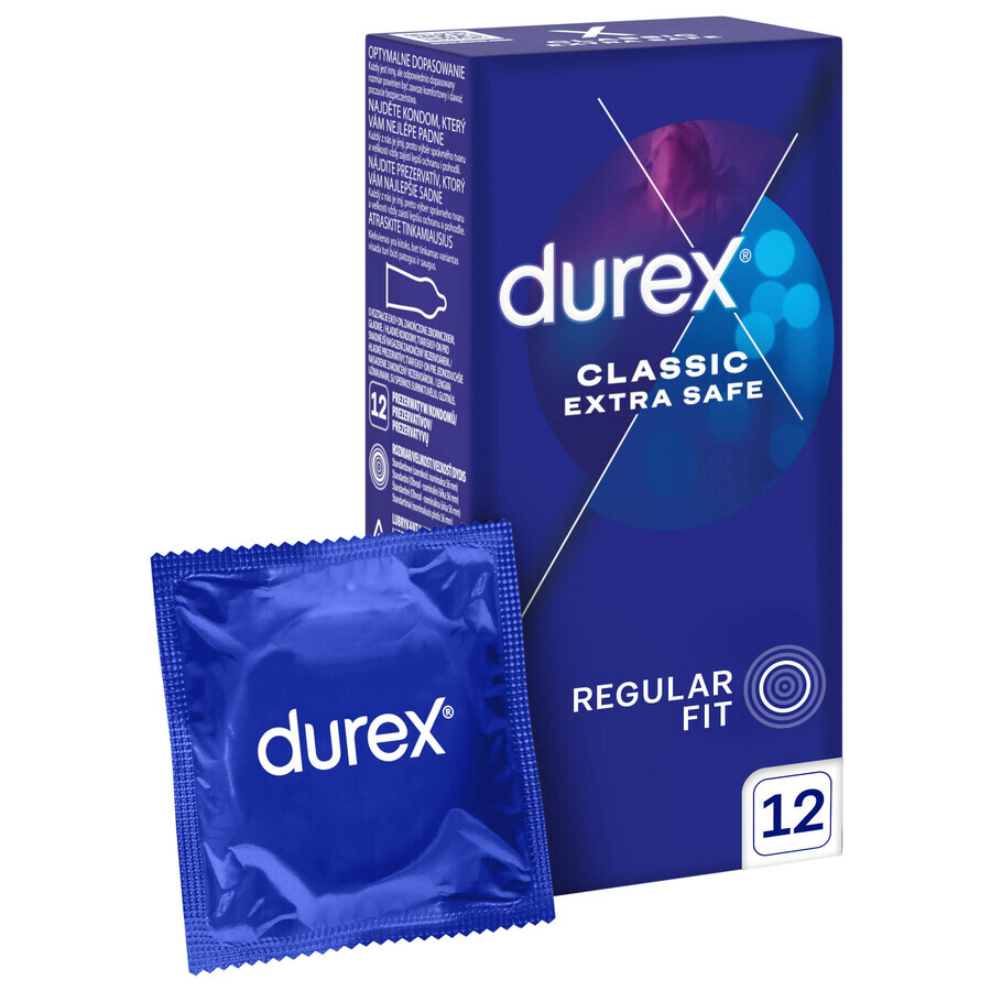 Durex Extra Safe, preservativos con más lubricante, reforzados, 12 piezas