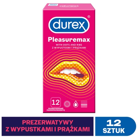 Durex Pleasuremax, prezervative cu nervuri cu nervuri, 12 bucăți