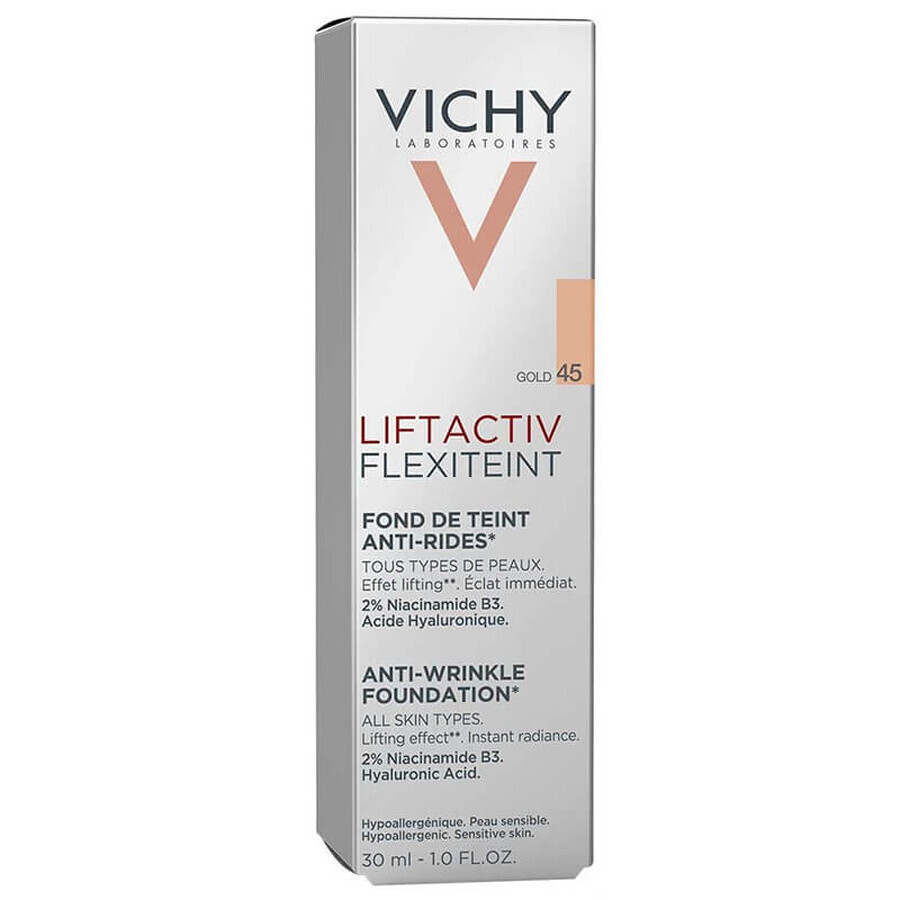 Vichy Liftactiv Flexiteint, Falten glättende Grundierung, SPF 20, Nr. 45, gold, 30 ml