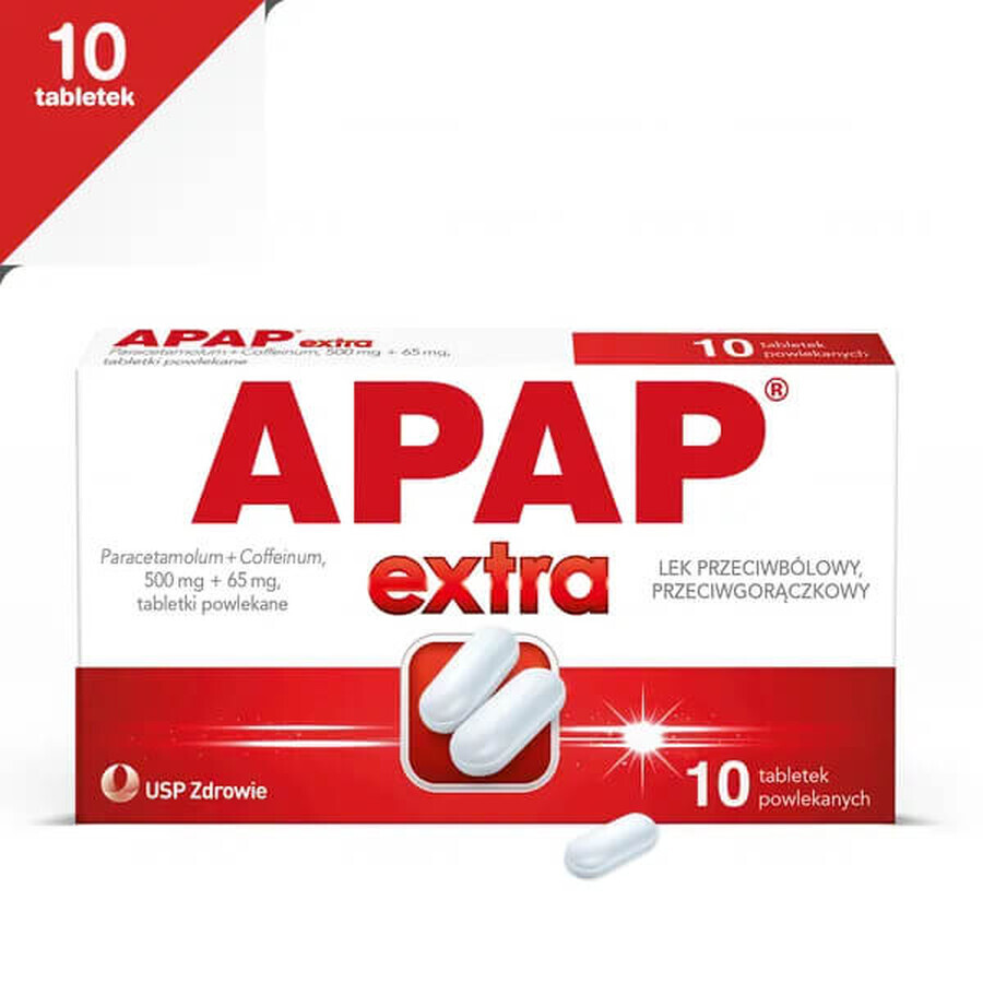 Apap Extra 500 mg + 65 mg, 10 filmomhulde tabletten