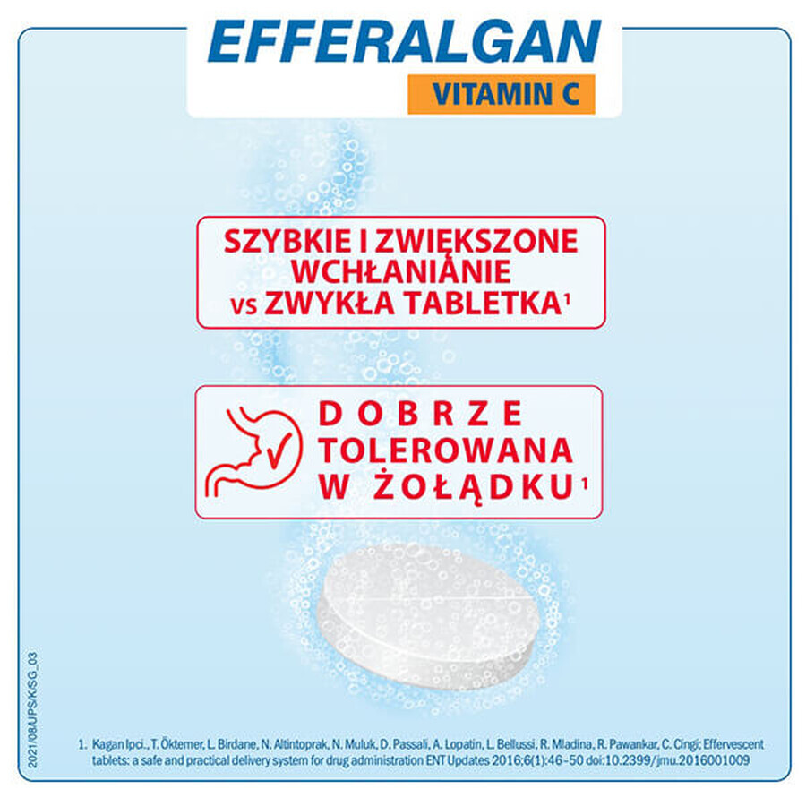 Efferalgan Vitamine C 330 mg + 200 mg, 20 bruistabletten