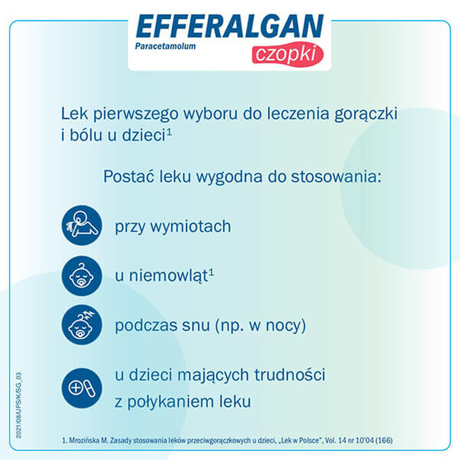 Efferalgan 80 mg, supositorios rectales, 10 piezas