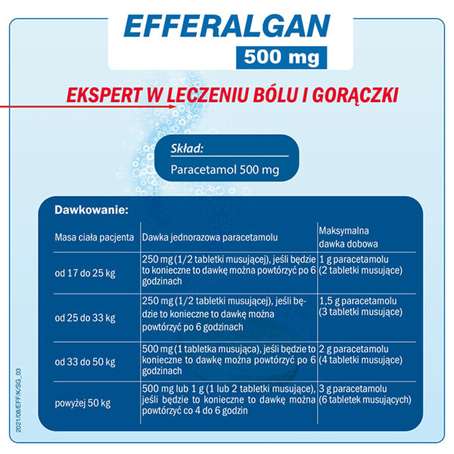 Efferalgan 500 mg, 16 bruistabletten