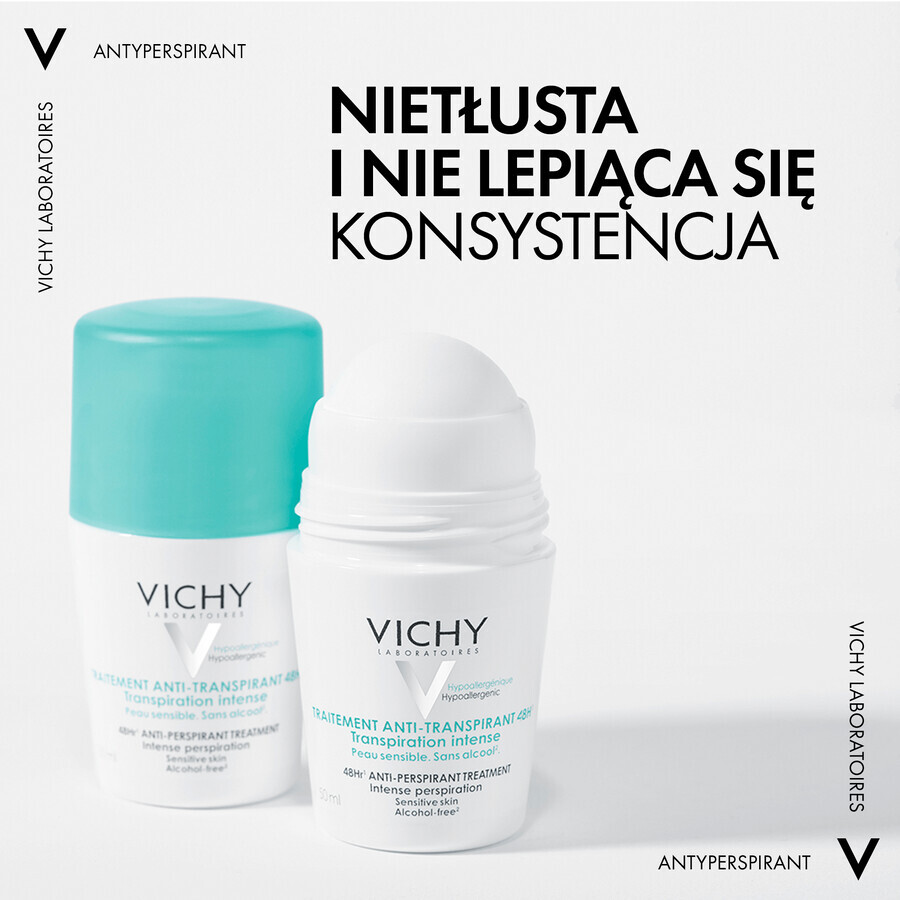 Vichy, roll-on anti-transpirant, traitement anti-transpirant contre la transpiration excessive, 48 h, 50 ml