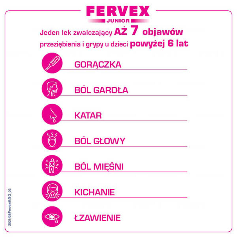 Fervex Junior 280 mg + 100 mg + 10 mg, granulado para solución oral, 8 sobres