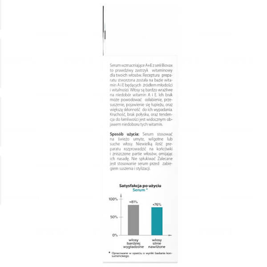 Biovax A+E, Suero fortalecedor para cabellos secos y dañados, 15 ml