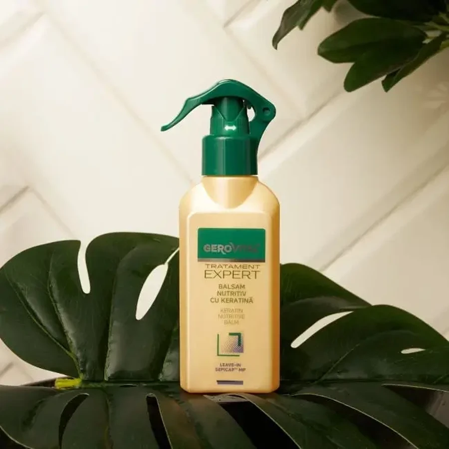 Gerovital Tratament Expert Bálsamo nutritivo sin enjuague con queratina, 150 ml