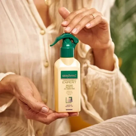 Gerovital Tratament Expert Bálsamo nutritivo sin enjuague con queratina, 150 ml