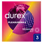 Durex Pleasuremax, geribbelde condooms met bies, 3 stuks