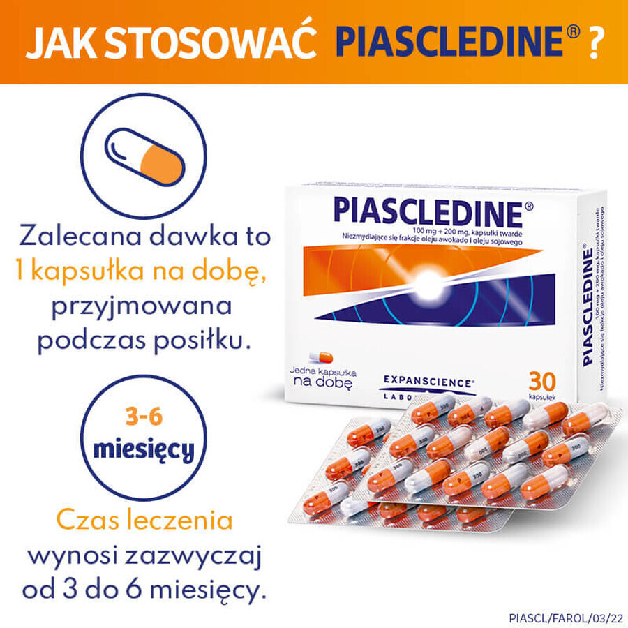 Piascledine 100 mg + 200 mg, 30 capsules dures