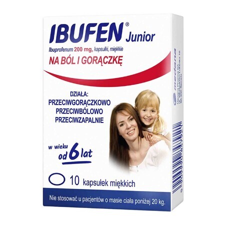 Ibufen Junior 200 mg, para niños a partir de 6 años, 10 cápsulas blandas