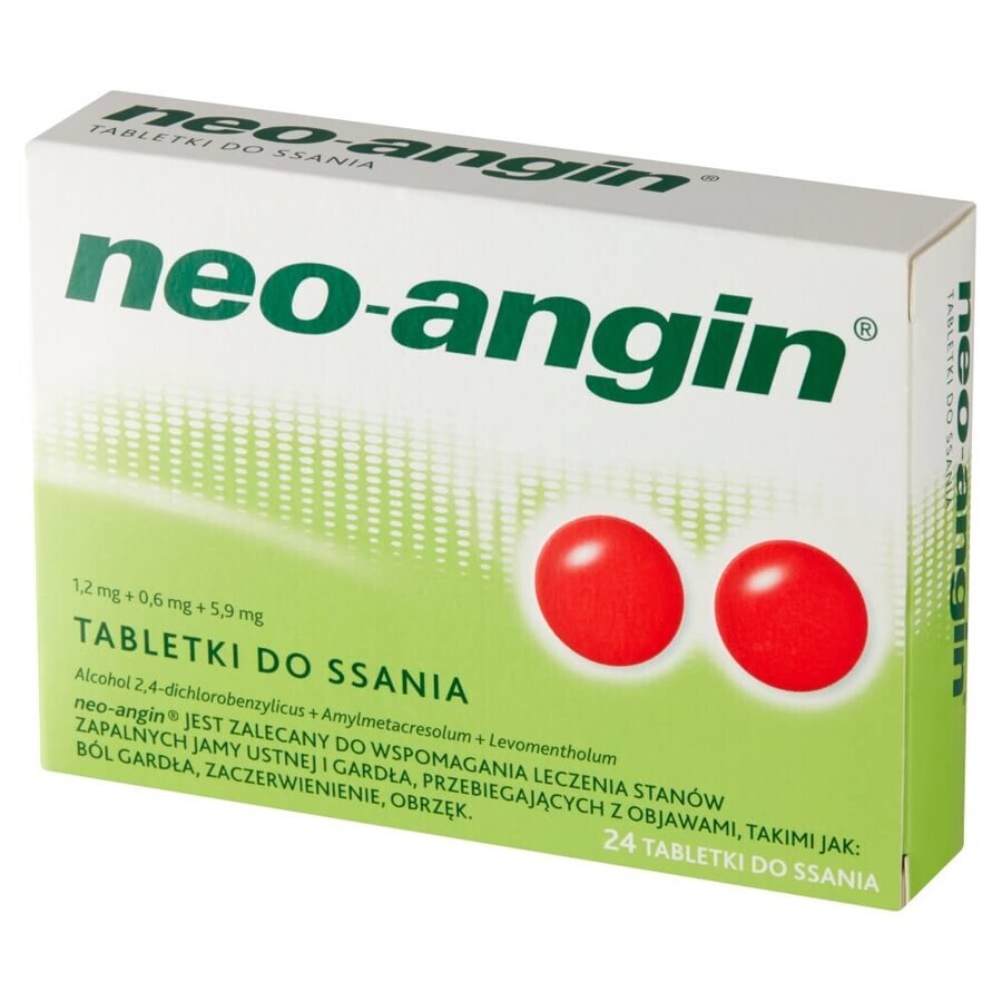 Neo-Angin 1.2 mg + 0.6 mg + 5.9 mg, 24 tablets