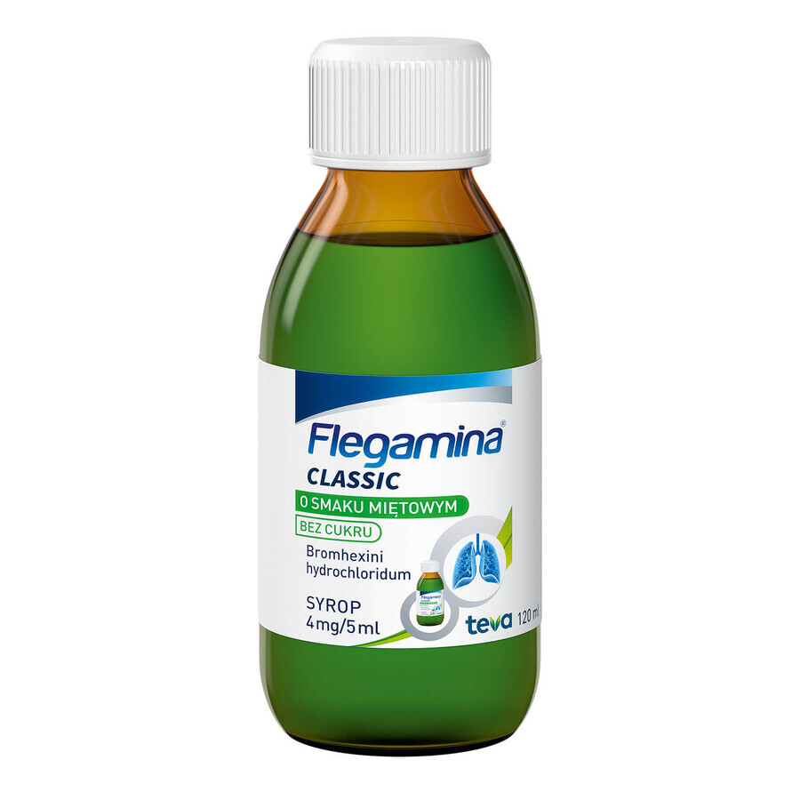 Flegamina Classic muntsmaak suikervrij 4 mg/ 5 ml, siroop, 120 ml