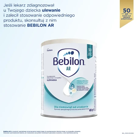 Bebilon AR, para bebés con tendencia a regurgitar, a partir del nacimiento, 400 g