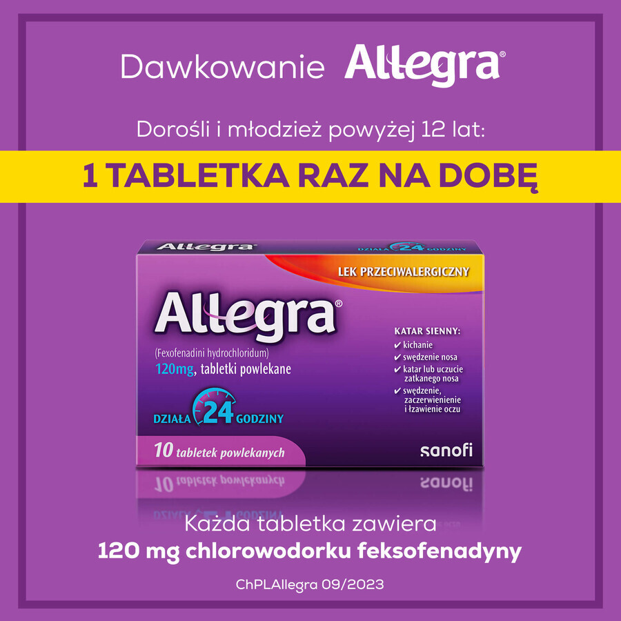 Allegra 120 mg, 10 comprimidos recubiertos con película